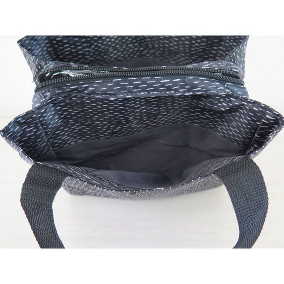 Nicole Miller New York N4684-01L Black/Wht Dashed Line Insulated 11" Lunch Tote - Picture 10 of 12